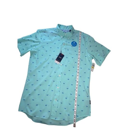NWT IZOD Performance Cool mint green button down shirt with dog motif - M - Picture 4 of 6